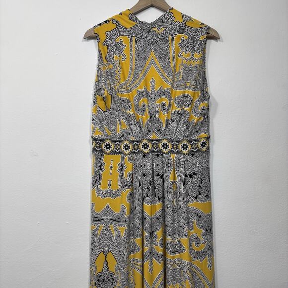 Chicos Pleated Paisley Medallion Maxi Dress Size 1 (8/10) Classic Royal Regency - Picture 10 of 10